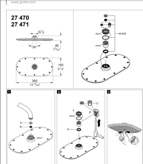 Верхний душ Grohe Rainshower Veris 26170LS0
