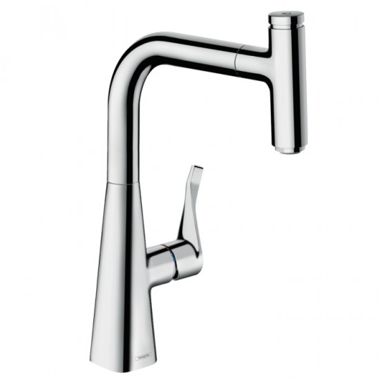 Кухонный смеситель с выдвижным изливом Hansgrohe Metris 14857000