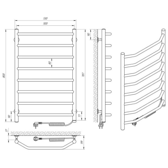 Рушникосушарка Laris Вікторія П8 500x800 Правий (73207825)