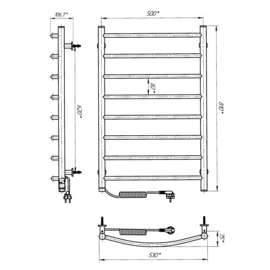 Рушникосушарка Laris Класік ЧФ8 500x800 Лівий (73207862)