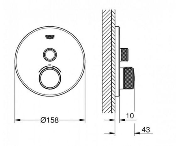 Смеситель термостатический скрытого монтажа для душа Grohe SmartControl 29118000