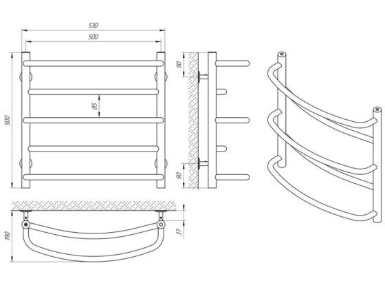 Полотенцесушитель Laris Евромикс П5 500x500 (71207654)