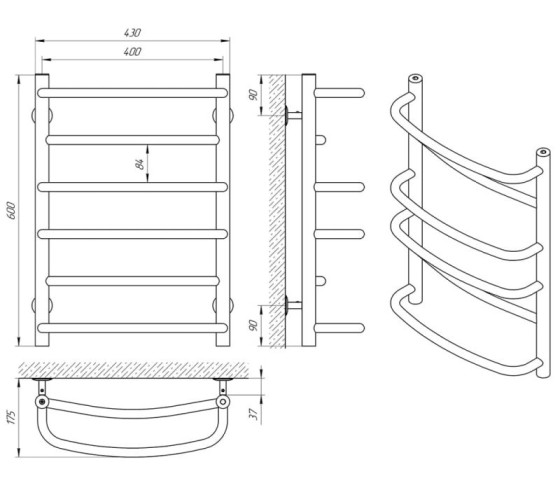 Полотенцесушитель Laris Евромикс П6 400х600 (71207494)