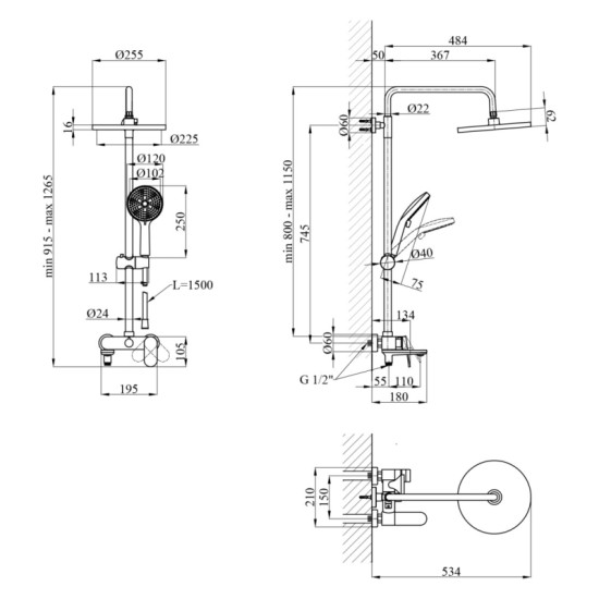 Душевая система Kroner Element 211318-0101