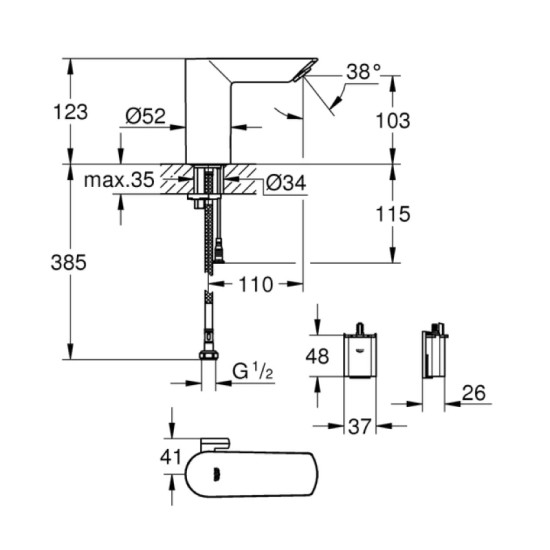 Безконтактний змішувач для раковини Grohe Bau Cosmopolitan E 36451000