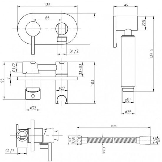 Гігіенічний душ зі змішувачем Qtap Inspai-Varius V00440501 CRM