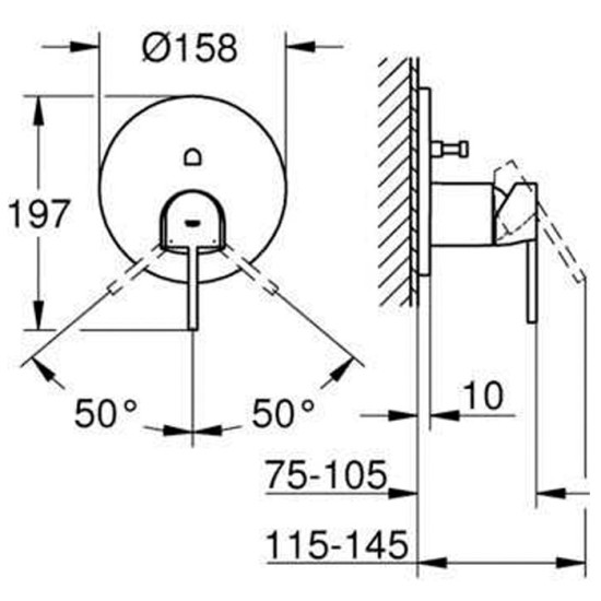 Смеситель скрытого монтажа для душа Grohe Plus 24060003