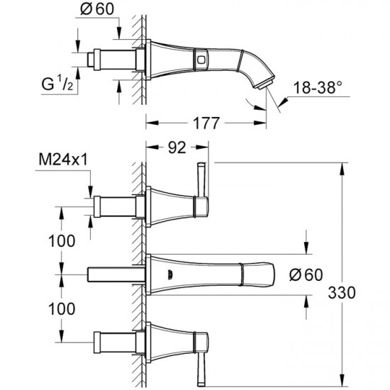 Смеситель для раковины скрытого монтажа Grohe Grandera 20414IG0