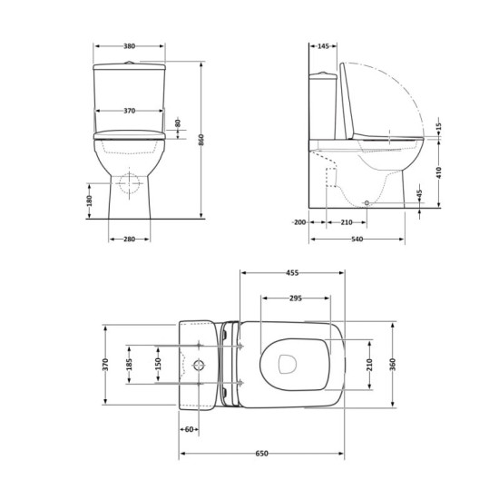 Унітаз-компакт Qtap Crow безободковий з сидінням Soft-close QT05222170W