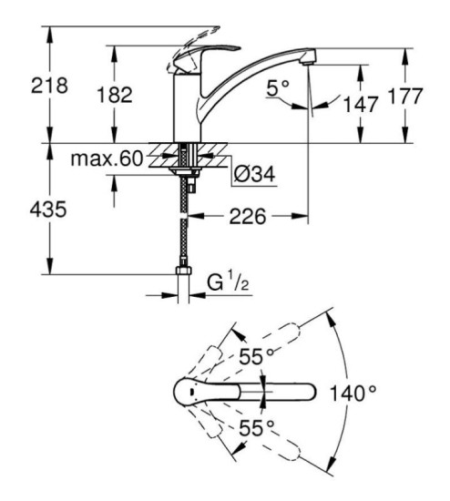 Кухонний змішувач Grohe Eurosmart 32534002
