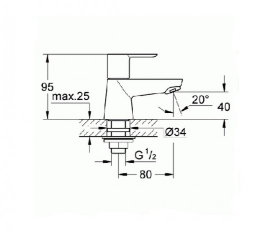 Смеситель для раковины Grohe BauEdge 20421000