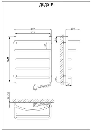 Рушникосушарка Kosser Каскад Дуга 600х500/5 ER