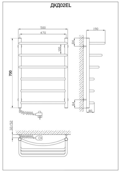 Полотенцесушитель Kosser Каскад Дуга 700x500/6 ЕL