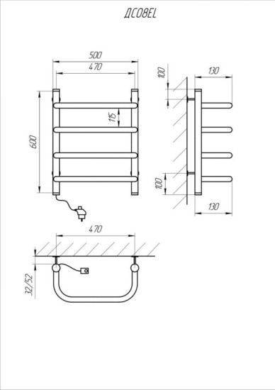 Рушникосушарка Kosser Скоба 600х500/4 ЕL