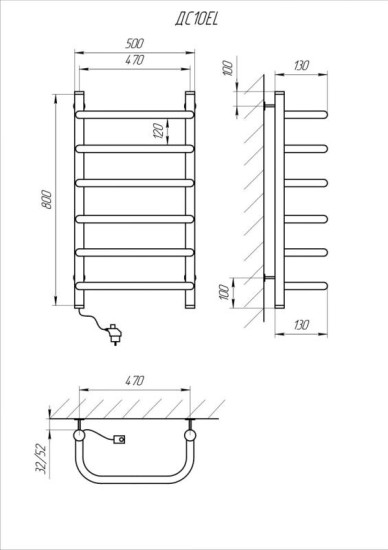 Рушникосушарка Kosser Скоба 800х500/6 ЕL
