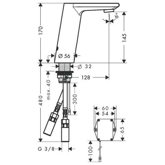 Смеситель для раковины бесконтактный Hansgrohe Metris S 31100000
