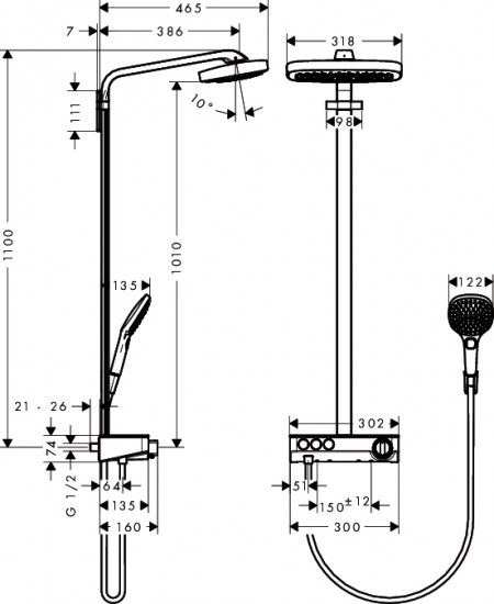 Душевая система Hansgrohe Raindance Select 27127000