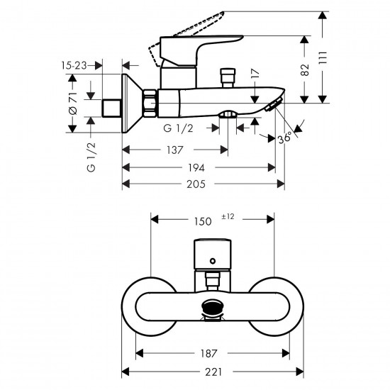 Змішувач для ванни Hansgrohe Talis E 71740670