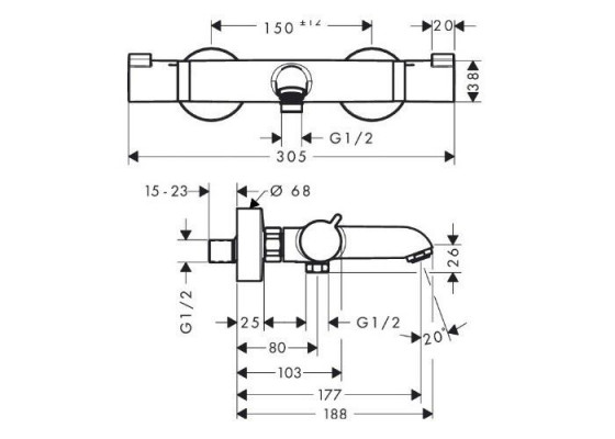 Термостат для ванни Hansgrohe Ecostat Comfort 13114990
