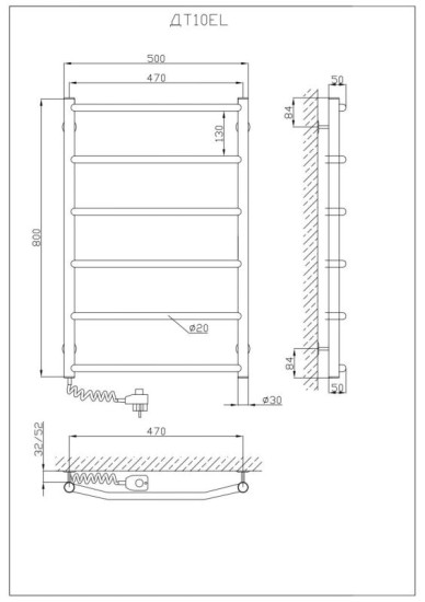Рушникосушарка Kosser Трапеція 800х500/6 ЕR