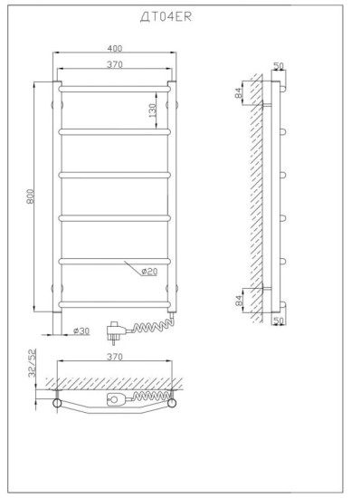 Рушникосушарка Kosser Трапеція 800х400/6 ER