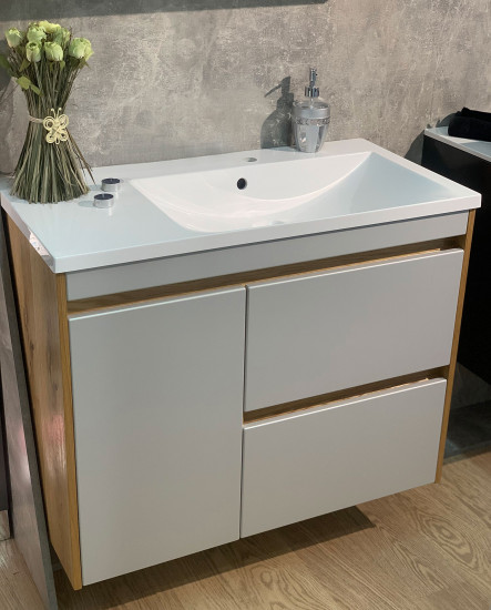 Тумба с умывальником Fancy Marble (Буль-Буль) Wega 900 R Дуб шпон