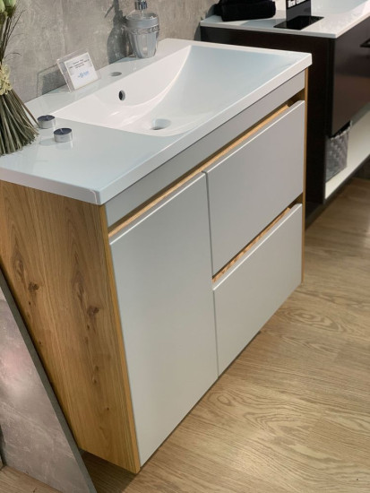 Тумба с умывальником Fancy Marble (Буль-Буль) Wega 900 R Дуб шпон