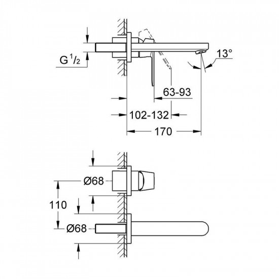 Змішувач для раковини прихованого монтажу Grohe Eurosmart Cosmopolitan 19381000