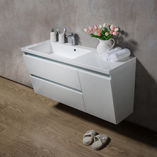 Комплект мебели для ванной Fancy Marble (Буль-Буль) Тумба с раковиной Cyprus 1250 L + Зеркальный шкаф MC-Cyprus 1250