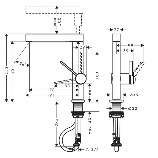 Смеситель для раковины Hansgrohe FINORIS (76063000)