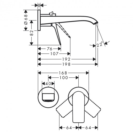 Смеситель для раковины скрытого монтажа Hansgrohe VIVENIS (75050000)