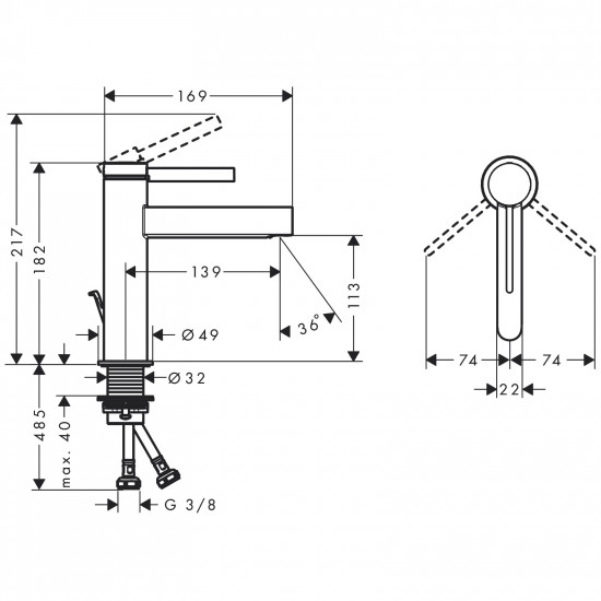 Смеситель для раковины Hansgrohe FINORIS (76020000)