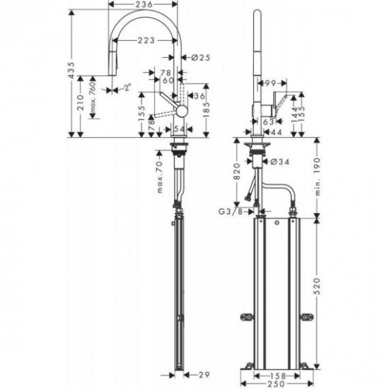 Кухонный смеситель с выдвижным изливом Hansgrohe Talis 72801670