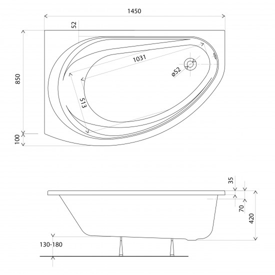 Акриловая ванна Kolo Supero 145x85 5534000