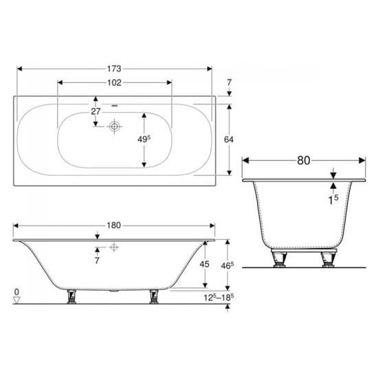 Акриловая ванна Geberit Soana Duo Slim rim 180x80 554.004.01.1