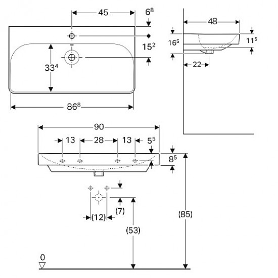 Раковина Geberit Smyle Square 90x48 500.251.01.1