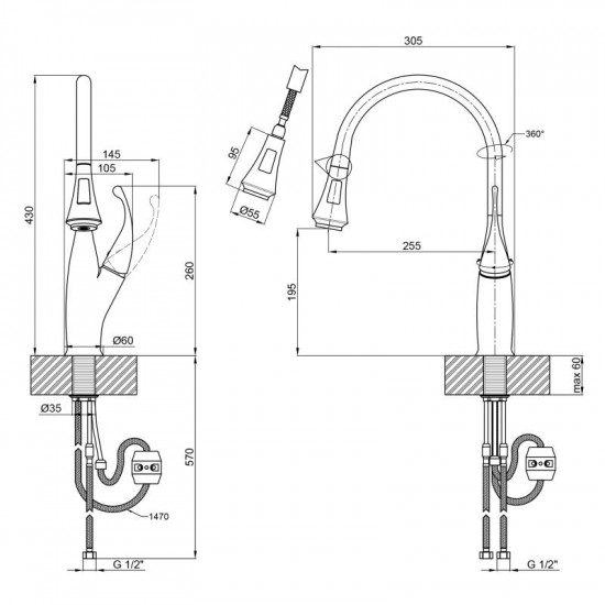 Кухонний змішувач Qtap Swan 9168103UN (QTSWA9168103UN)