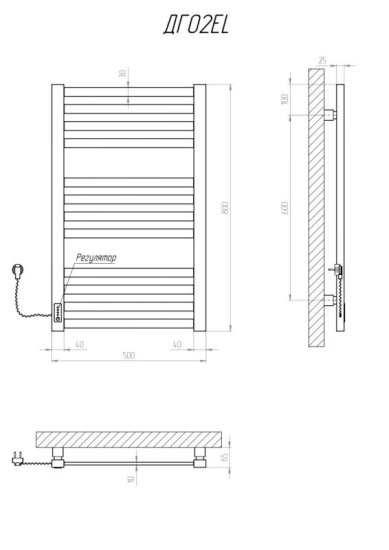 Рушникосушарка Kosser Герда 800х500/12 EL чорний