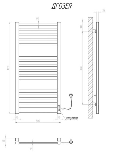 Полотенцесушитель Kosser Герда 1000х500/15 ER черный