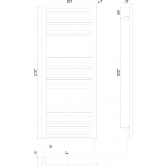 Полотенцесушитель Kosser Герда 1200х500/18 ER черный