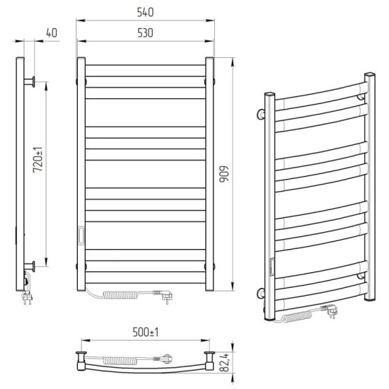 Рушникосушарка Laris Атлант ЧК8 500x900 Э (лівий) R3 (77700098)