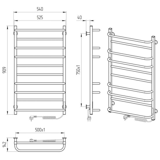 Рушникосушарка Laris Зебра Комфорт ЧКЧ10 500x900 Э (правий) R3 (73207639)