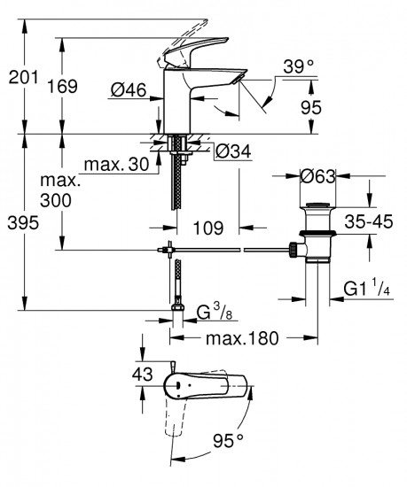 Змішувач для раковини Grohe Eurosmart 32926003