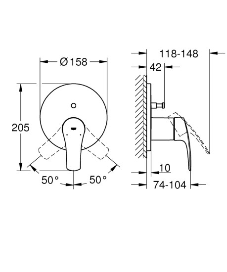 Змішувач прихованого монтажу для душу Grohe Eurosmart 24043003