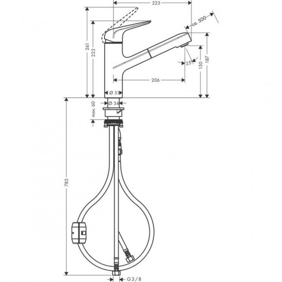 Кухонный смеситель с выдвижным изливом Hansgrohe Focus M42 71814000