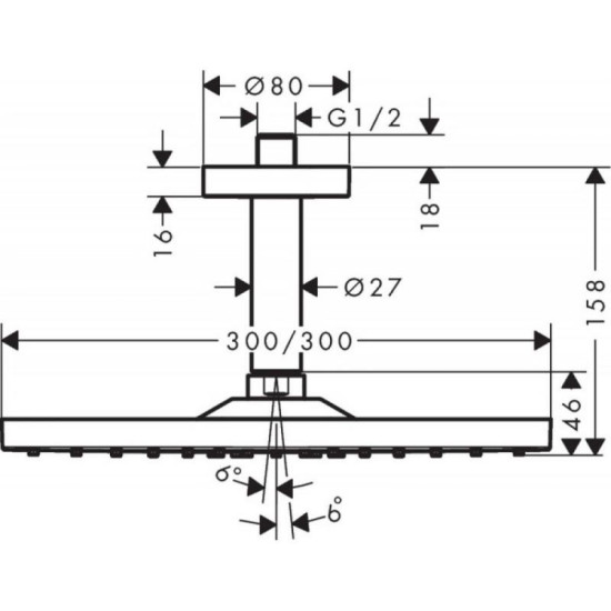 Верхній душ Hansgrohe Raindance E 300 1jet 26250990
