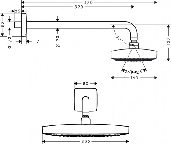 Верхній душ Hansgrohe Raindance Select 27385400