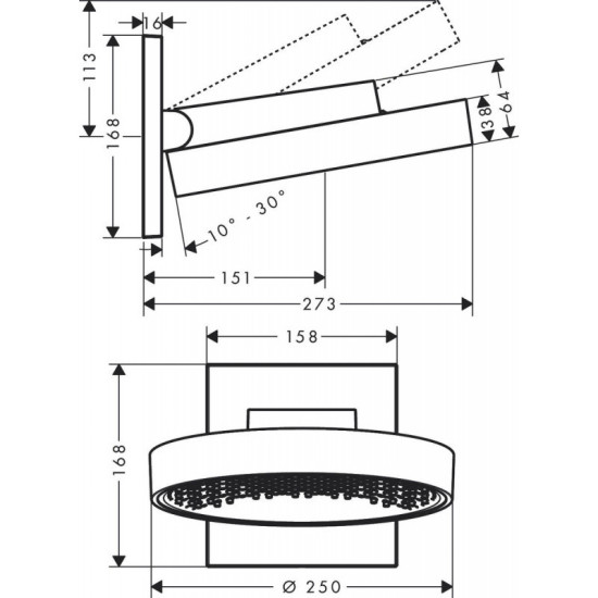 Верхній душ Hansgrohe Rainfinity 26226700