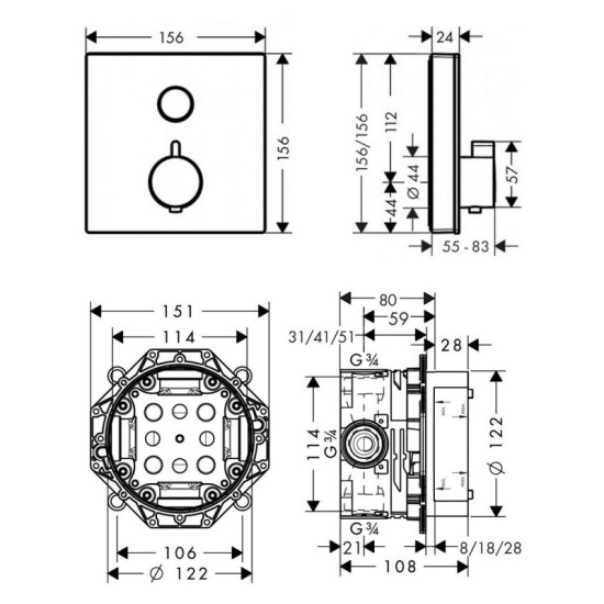 Змішувач для душу Hansgrohe ShowerSelect 15737600 + 01800180