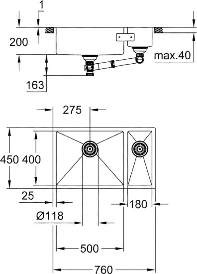 Кухонная мойка Grohe Undermount K700 31575SD1